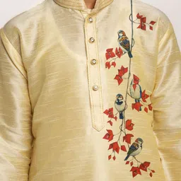 DEVOILER Boys Regular Dupion Silk Kurta with Churidar image 2