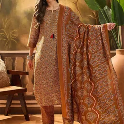 Stylum Women Ethnic Motifs Printed Kurta with Trousers & Dupatta-image-17