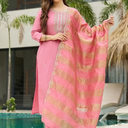 Navlik Women Ethnic Motifs Printed Kurta with Trousers & Dupatta-image-92
