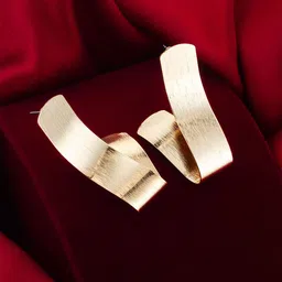 aadita Gold-Plated Contemporary Drop Earrings-37