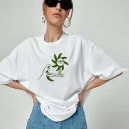 StyleCast Floral Printed Oversized Cotton T-shirt-image-90