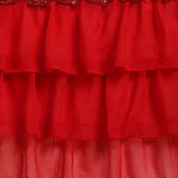 KALINI Red Checked Poly Georgette Saree image 3