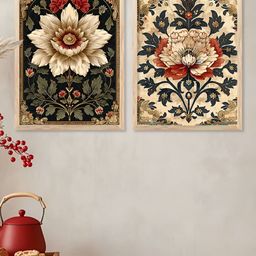 Kotart Black & White 2 Pieces Wooden Floral and Botanical Wall Arts-picture-0