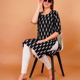 Zionity Women Round Neck Geometric Printed Straight Kurta-image-59