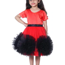Shahina Fashion Girls Knee-Length Satin & Net Bow Dress-image-31