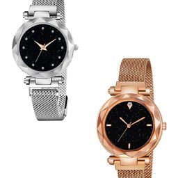 Gopal Shopcart Unisex Pack of 2 Textured Round Button Regular Analogue Watch-image-70