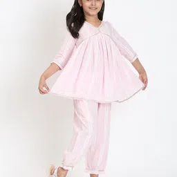 Maaesa Girls Geometric Printed Empire Pure Cotton Kurta With Salwar-picture-37