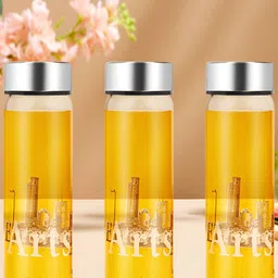BOROSIL Artisan Series Roma Transparent 3 Pieces Glasses Printed Water Bottles 1l-11