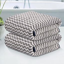 Kuber Industries Grey & White 2 Pieces Printed Microfiber 280 GSM Bath Towels-12