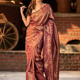 KALINI Embellished Zari Pure Silk Heavy Work Kanjeevaram Saree-50