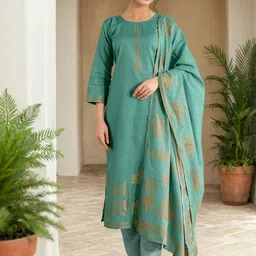 SANISA Women Ethnic Motifs Woven Design Kurta with Trouser & Dupatta-33