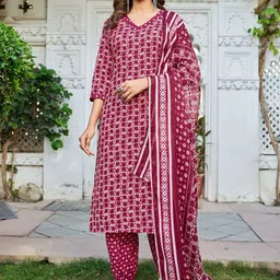Moda Rapido Women Floral Printed Regular Kurta with Trousers & With Dupatta-5