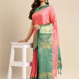 KALINI Pink Cotton Blend Woven Design Sarees-picture-16