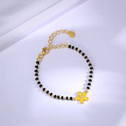 GIVA Kids 925 Silver Gold-Plated Cubic Zirconia Studded & Beaded Link Bracelet-68