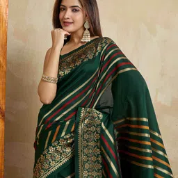 TASRIKA Striped Woven Design Zari Banarasi Saree-image-56