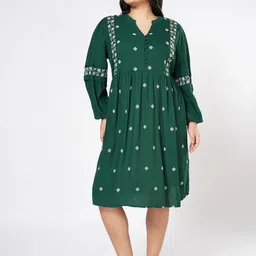 Honey Curvytude by Pantaloons Embroidered Plus Size Fit and Flare Dresses-image-9