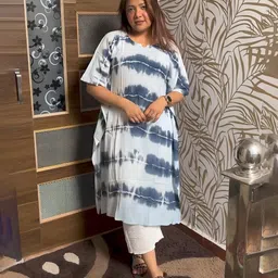 Maaesa Tie & Dyed Notch Neck Kaftan Kurta-picture-44