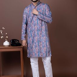 DEVOILER Men Paisley Embroidered Regular Sequinned Kurta with Pyjama-picture-45