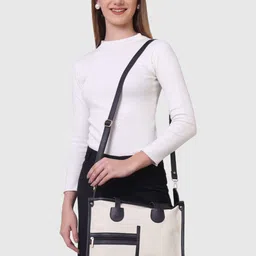 yelloe Colourblocked Structured Shoulder Bag with Applique image 5