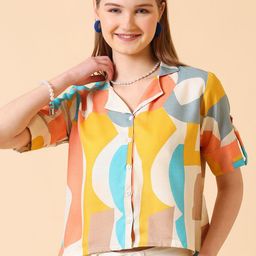 CORSICA Women Printed Cotton Shirt Style Top-33