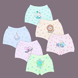 Revvo Junior Girls Pack of 6 Printed Cotton Basic Briefs-picture-49