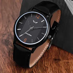 LOUIS DEVIN Men Black Faux Leather Strap Analogue Wrist Watch-39