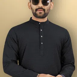 vebnor Men Solid Art Silk Straight Kurta-picture-10