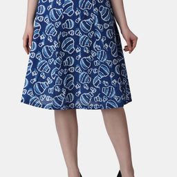 Popwings Ethnic Printed Pure Cotton A-Line Knee Length Skirt-image-91
