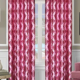 Myntra Elegant Homes Pink Set of 2 Ethnic Motifs Room Darkening Long Door Curtain-picture-3