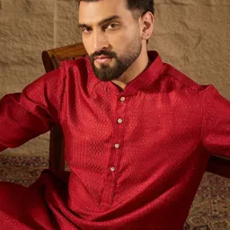 Ethnic Bay Geometric Embroidered Mandarin Collar Kurta-image-83