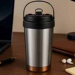 Myntra Elegant Homes Silver-Toned Single Stainless Steel Solid Double Wall Vacuum Water Bottle-43