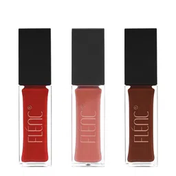FLENC 3Pc Ritzy Smudge-Proof Glossy Liquid Lipstick- 10ml Each-Washington-Moscow- Helsinki-24