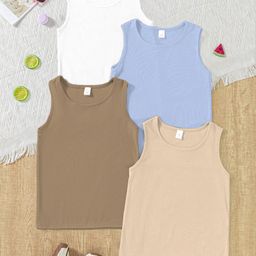 BAESD Girls Pack of 4 Ribbed Tank Tops-picture-24