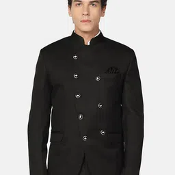 TAHVO Men Regular Fit Angrakha Style Bandhgala Blazer and Trouser-image-19