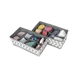 HOKIPO Grey & White 2 Pieces Printed Multi-Utility Organisers-18