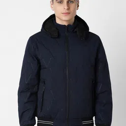Van Heusen Flex Men Self Design Hooded Bomber Jacket-55