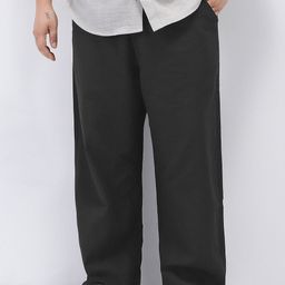Urbano Plus Men Loose Fit Non-Stretchable Linen Blend Easy Wash Regular Trousers-image-103