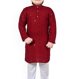 BAESD Boys Embroidered Regular Sequinned Kurta with Pyjamas-5