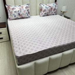 Pure Decor Royal Majestic Grey Printed Pure Cotton 600 TC King Bedsheet Set 2.74m x 2.74m-image-65