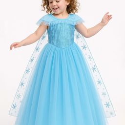 BAESD Girls Cap Sleeves Embellished Gown Maxi Dress-image-32
