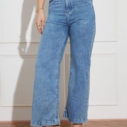Miss Chase Women Wide Leg High-Rise Light Fade Stretchable Jeans-picture-47