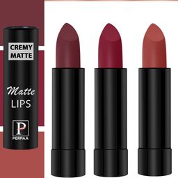 PERPAA Cremy Matte Set Of 3 Long Lasting Lipstick - 3.5g Each-Rust-Tan Red-Candy Pink-image-78