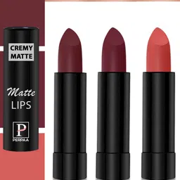 PERPAA Cremy Matte Set Of 3 Lipstick With Jojoba Oil- 3.5g Each-Velvet Orange-Dusky Maroon-20
