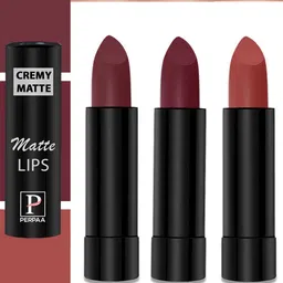 PERPAA Set Of 3 Cremy Matte Long Lasting Bullet Lipstick -3.5gm Each-73- 80-96-image-97