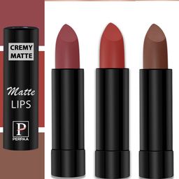 PERPAA Cremy Matte Set Of 3 Long Lasting Lipstick - 3.5g Each- Red Rush-Nude -Red Bloom-image-97
