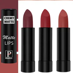 PERPAA Cremy Matte Set Of 3 Lipstick With Jojoba Oil- 3.5g Each-Rust-Tan Red-Crimson Red-image-93