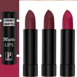 PERPAA Cremy Matte Set Of 3 Long Lasting Lipstick - 3.5g Each-Tan Red-Magenta-Dark Maroon-37