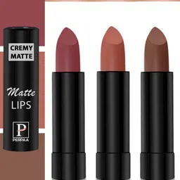 PERPAA Set Of 3 Cremy Matte Long Lasting Bullet Lipstick - Shades 110-111-62-12