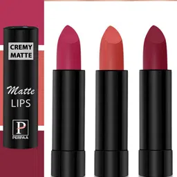 PERPAA Set Of 3 Cremy Matte  Long Lasting Bullet Lipstick -3.5gm-Each-87-92-93-47