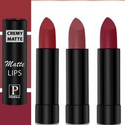 PERPAA Cremy Matte Set Of 3 Long Lasting Lipstick - 3.5g Each-Crimson Red-Candy Pink-Red-image-98